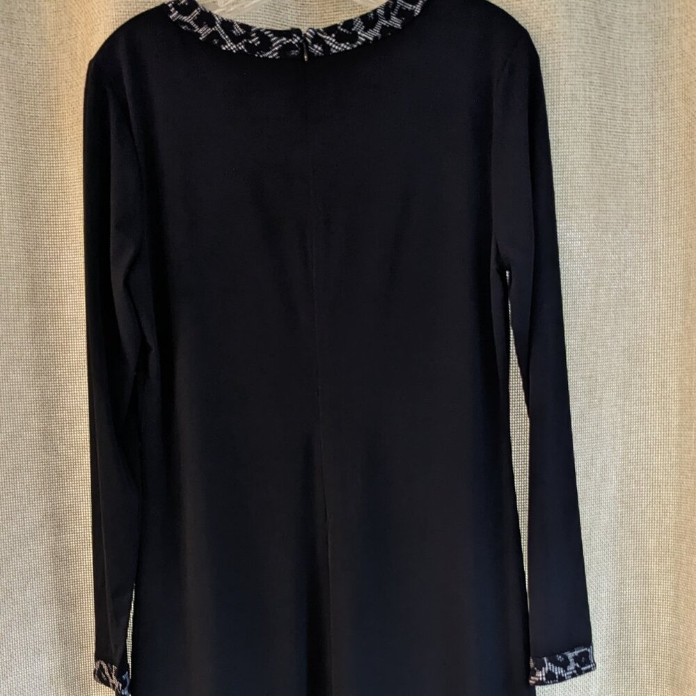 Michael Michael Kors, Black Long Sleeve Dress with Black and White Trim, Size L